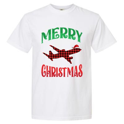 Merry Christmas Aviation Santa Hat Airplane Pilots Xmas Gift Garment-Dyed Heavyweight T-Shirt