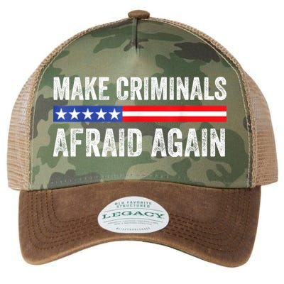 Make Criminals Afraid Again USA Rights Sarcastic US Flag Legacy Tie Dye Trucker Hat