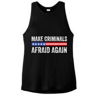 Make Criminals Afraid Again USA Rights Sarcastic US Flag Ladies PosiCharge Tri-Blend Wicking Tank