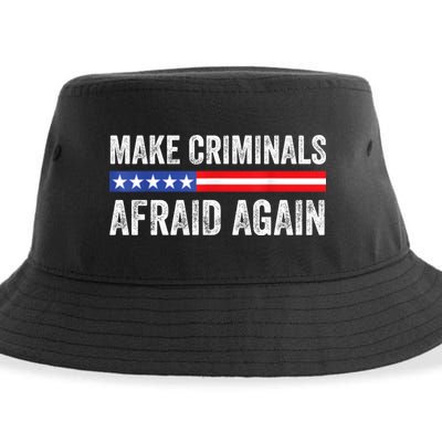 Make Criminals Afraid Again USA Rights Sarcastic US Flag Sustainable Bucket Hat