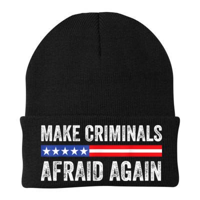 Make Criminals Afraid Again USA Rights Sarcastic US Flag Beanie