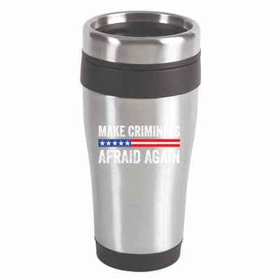 Make Criminals Afraid Again USA Rights Sarcastic US Flag 16oz Travel Tumbler