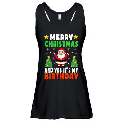 Merry Christmas And Yes It's My Birthday Christmas Party Ladies Essential Flowy Tank