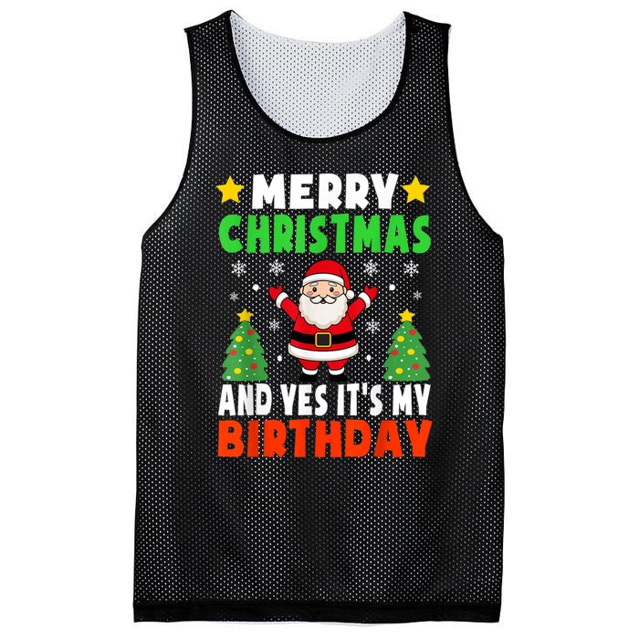 Merry Christmas And Yes It's My Birthday Christmas Party Mesh Reversible Basketball Jersey Tank