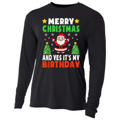 Merry Christmas And Yes It's My Birthday Christmas Party Cooling Performance Long Sleeve Crew