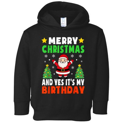 Merry Christmas And Yes It's My Birthday Christmas Party Toddler Hoodie