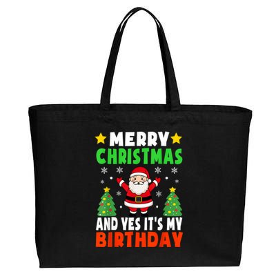 Merry Christmas And Yes It's My Birthday Christmas Party Cotton Canvas Jumbo Tote