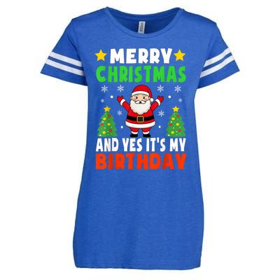 Merry Christmas And Yes It's My Birthday Christmas Party Enza Ladies Jersey Football T-Shirt