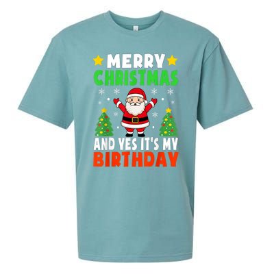 Merry Christmas And Yes It's My Birthday Christmas Party Sueded Cloud Jersey T-Shirt