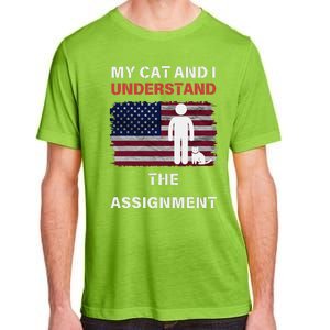 My Cat And I Understand The Assignment Usa Flag Adult ChromaSoft Performance T-Shirt