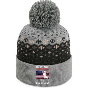 My Cat And I Understand The Assignment Usa Flag The Baniff Cuffed Pom Beanie