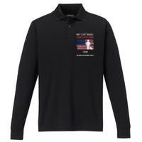 My Cat And I Understand The Assignment Usa Flag Performance Long Sleeve Polo