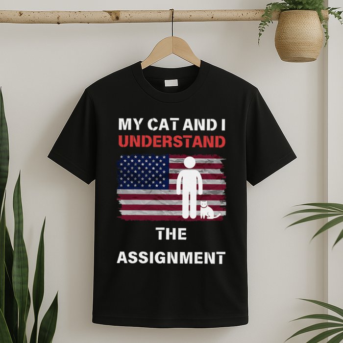My Cat And I Understand The Assignment Usa Flag T-Shirt