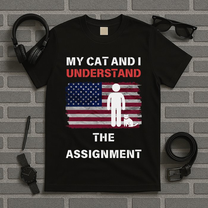 My Cat And I Understand The Assignment Usa Flag T-Shirt