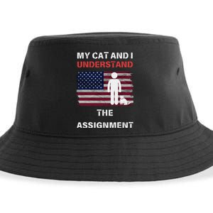 My Cat And I Understand The Assignment Usa Flag Sustainable Bucket Hat