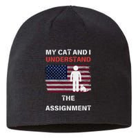 My Cat And I Understand The Assignment Usa Flag Sustainable Beanie