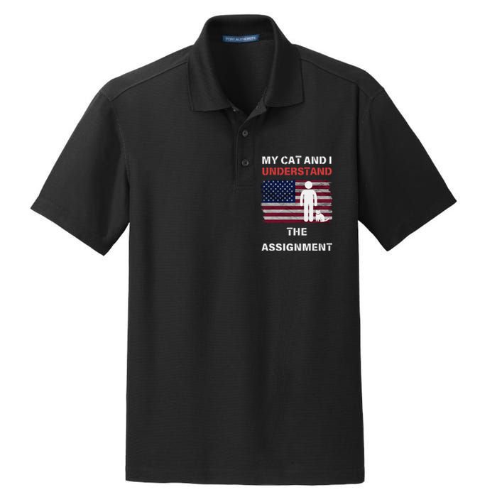 My Cat And I Understand The Assignment Usa Flag Dry Zone Grid Polo