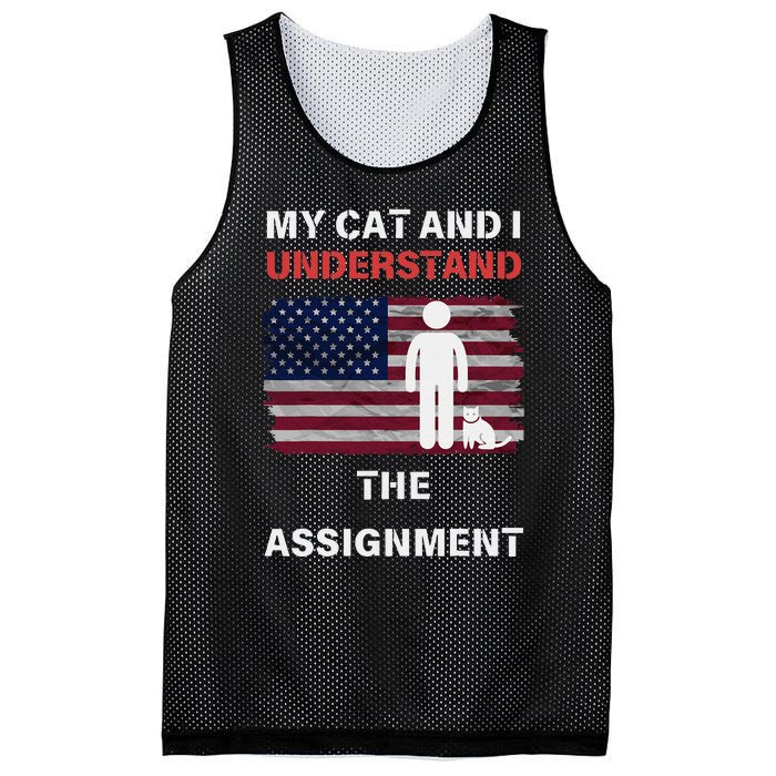 My Cat And I Understand The Assignment Usa Flag Mesh Reversible Basketball Jersey Tank