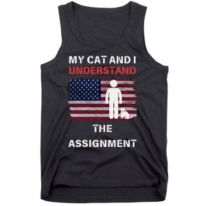 My Cat And I Understand The Assignment Usa Flag Tank Top