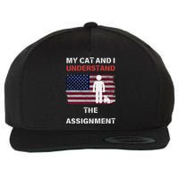 My Cat And I Understand The Assignment Usa Flag Wool Snapback Cap