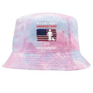 My Cat And I Understand The Assignment Usa Flag Tie-Dyed Bucket Hat