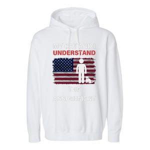 My Cat And I Understand The Assignment Usa Flag Garment-Dyed Fleece Hoodie