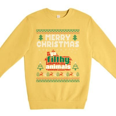 Merry Christmas Animal Filthy Ya Ugly Sweater Style Matching Gift Premium Crewneck Sweatshirt