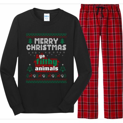 Merry Christmas Animal Filthy Ya Ugly Sweater Style Matching Gift Long Sleeve Pajama Set