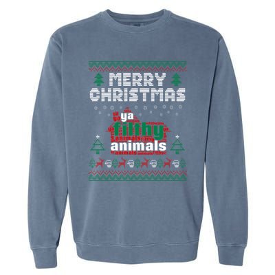 Merry Christmas Animal Filthy Ya Ugly Sweater Style Matching Gift Garment-Dyed Sweatshirt