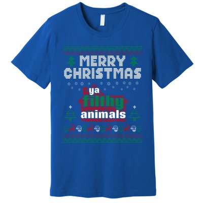 Merry Christmas Animal Filthy Ya Ugly Sweater Style Matching Gift Premium T-Shirt