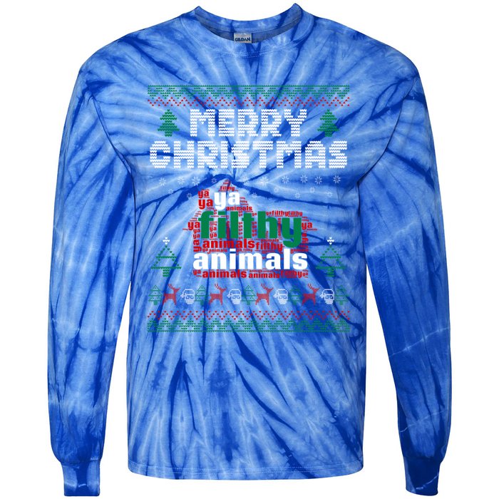 Merry Christmas Animal Filthy Ya Ugly Sweater Style Matching Gift Tie-Dye Long Sleeve Shirt