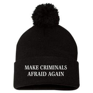 Make Criminals Afraid Again USA Rights Sarcastic US Flag Pom Pom 12in Knit Beanie