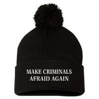 Make Criminals Afraid Again USA Rights Sarcastic US Flag Pom Pom 12in Knit Beanie