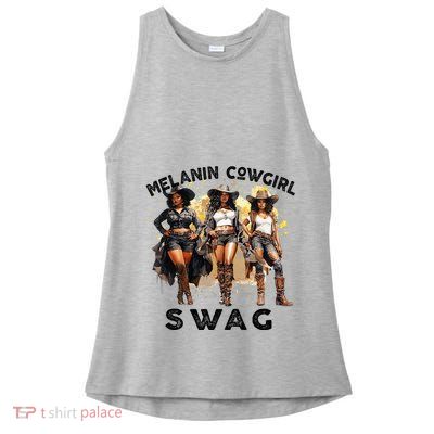 Melanin Cowgirls African Melanin Cowgirl Swag Juneteenth Ladies PosiCharge Tri-Blend Wicking Tank