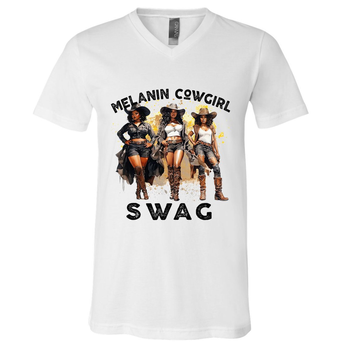 Melanin Cowgirls African Melanin Cowgirl Swag Juneteenth V-Neck T-Shirt