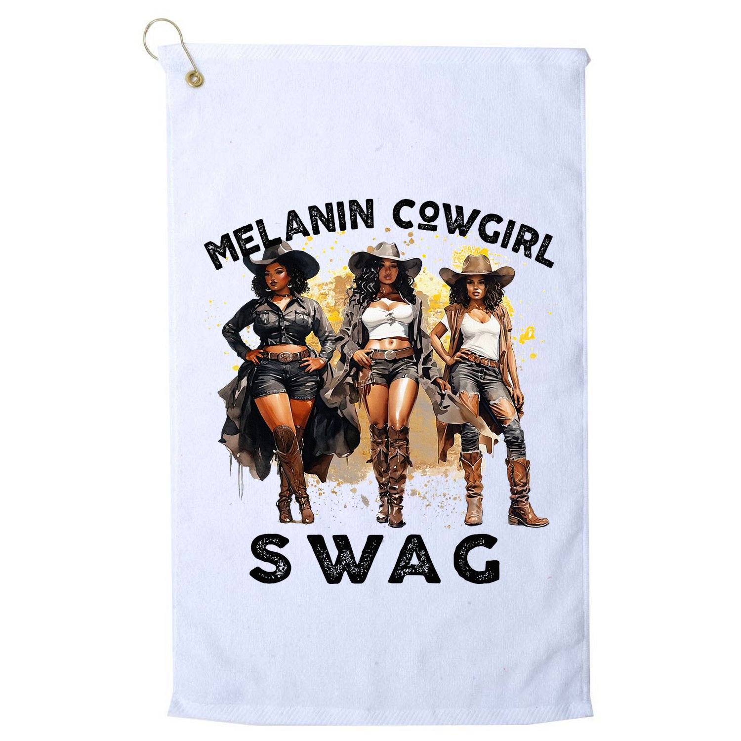 Melanin Cowgirls African Melanin Cowgirl Swag Juneteenth Golf Towel