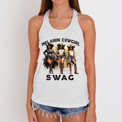 Melanin Cowgirls African Melanin Cowgirl Swag Juneteenth Women's Knotted Racerback Tank