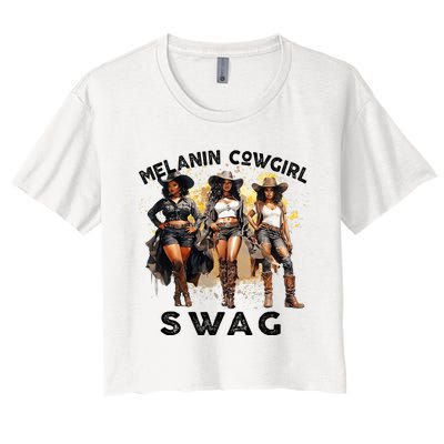 Melanin Cowgirls African Melanin Cowgirl Swag Juneteenth Women's Crop Top Tee