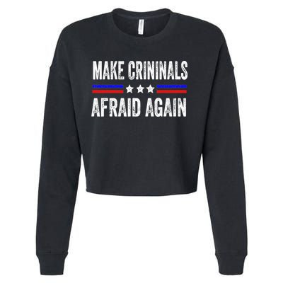 Make Criminals Afraid Again USA Rights Sarcastic US Flag Cropped Pullover Crew