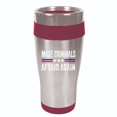 Make Criminals Afraid Again USA Rights Sarcastic US Flag 16oz Travel Tumbler