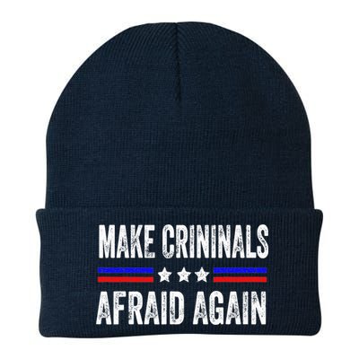 Make Criminals Afraid Again USA Rights Sarcastic US Flag Beanie
