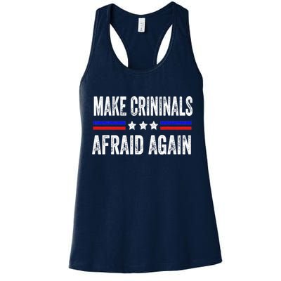 Make Criminals Afraid Again USA Rights Sarcastic US Flag Womens Tank Top