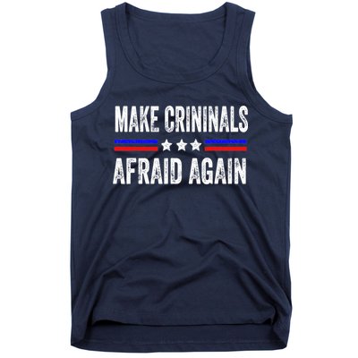 Make Criminals Afraid Again USA Rights Sarcastic US Flag Tank Top
