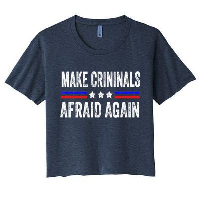 Make Criminals Afraid Again USA Rights Sarcastic US Flag Crop Top