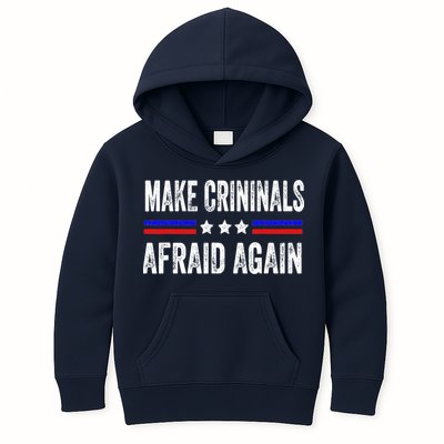 Make Criminals Afraid Again USA Rights Sarcastic US Flag Kids Hoodie