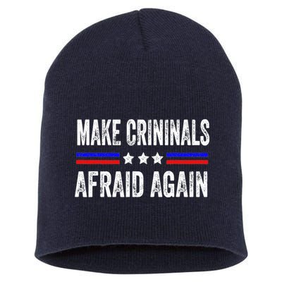 Make Criminals Afraid Again USA Rights Sarcastic US Flag Short Acrylic Beanie