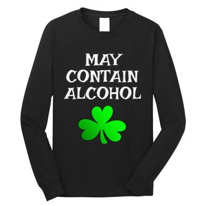 May Contain Alcohol Funny St. Saint Patrick's Day Long Sleeve Shirt