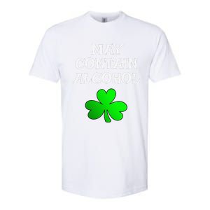 May Contain Alcohol Funny St. Saint Patrick's Day Softstyle CVC T-Shirt