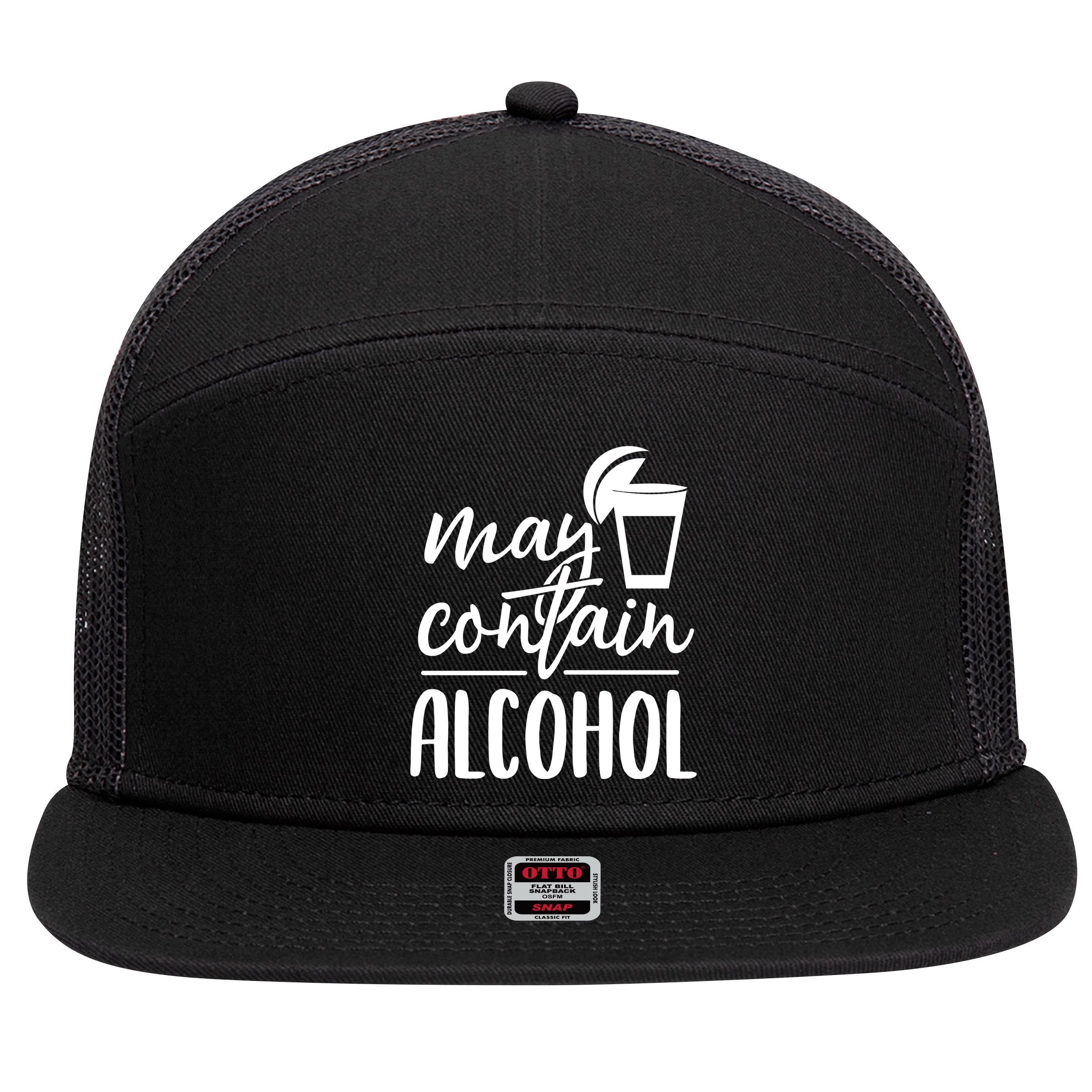 May Contain Alcohol 7 Panel Mesh Trucker Snapback Hat