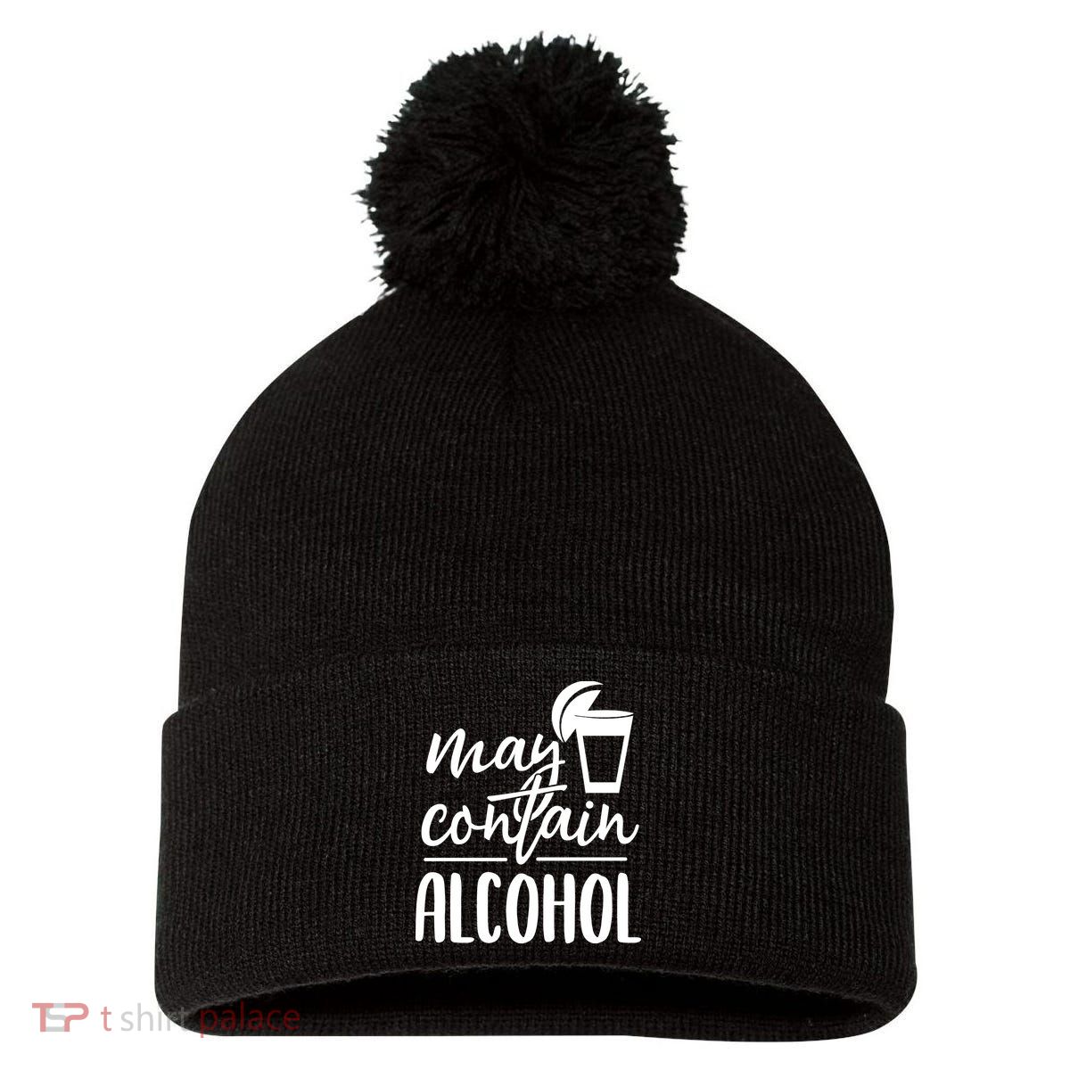 May Contain Alcohol Pom Pom 12in Knit Beanie